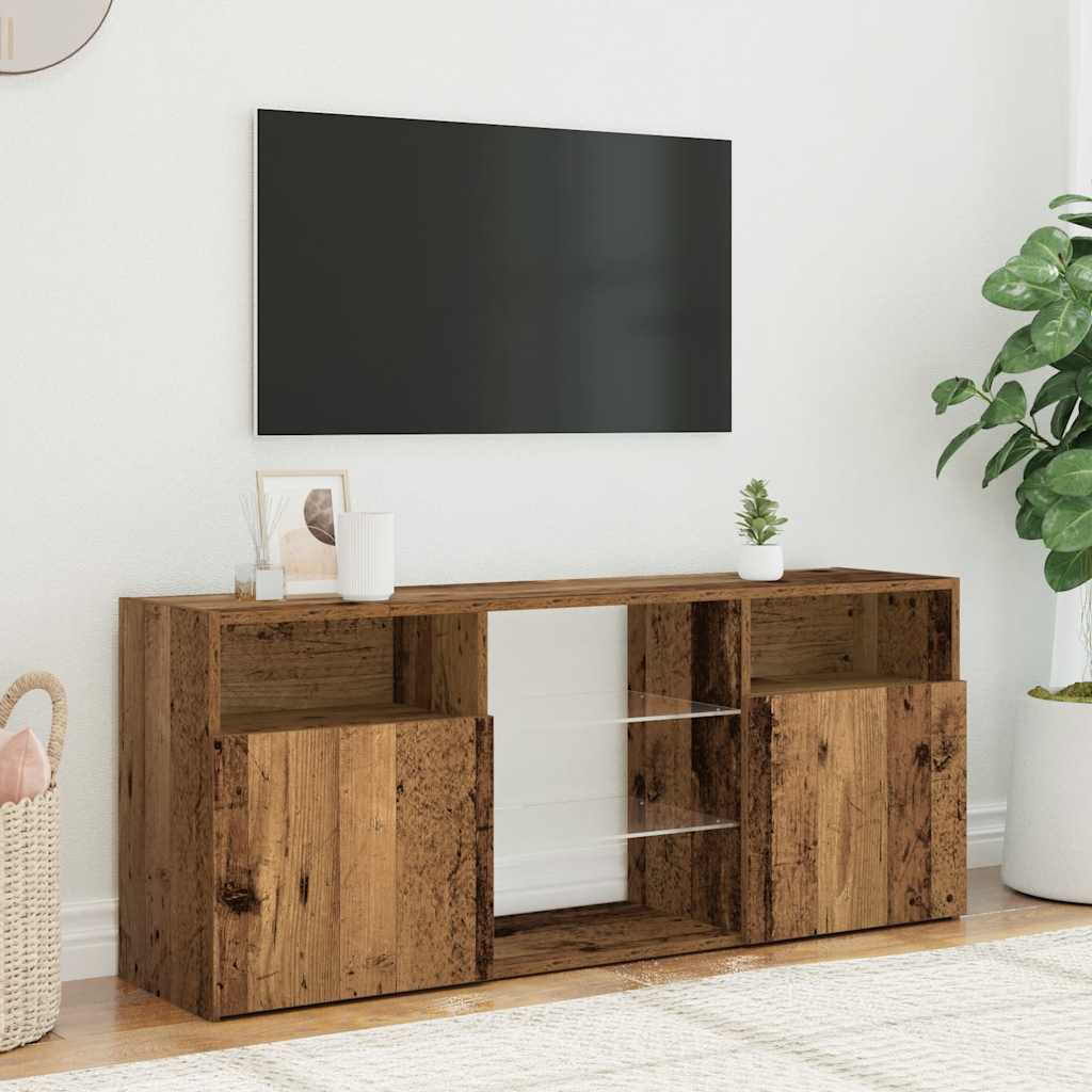 TV-Møbel Gammelt Tre TV-benk med LED-lys 120x30x50 cm