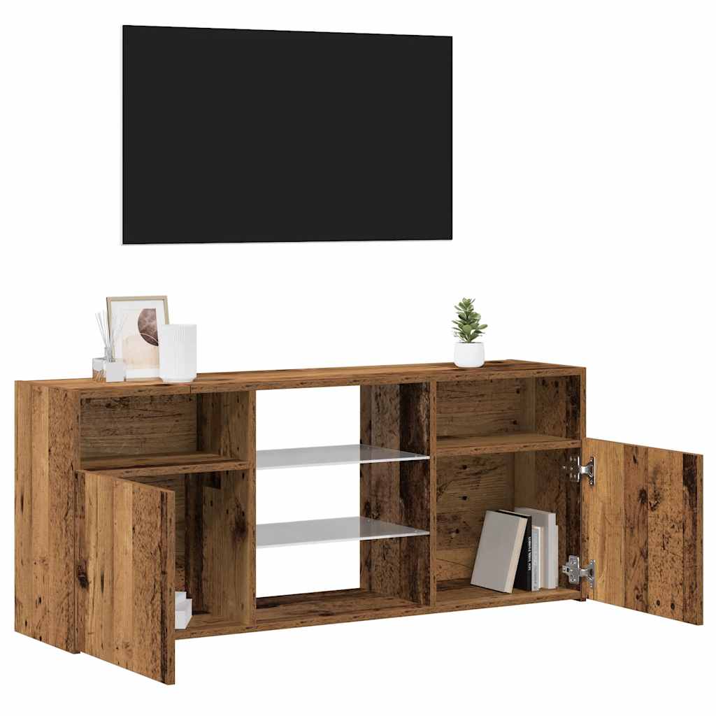 TV-Møbel Gammelt Tre TV-benk med LED-lys 120x30x50 cm
