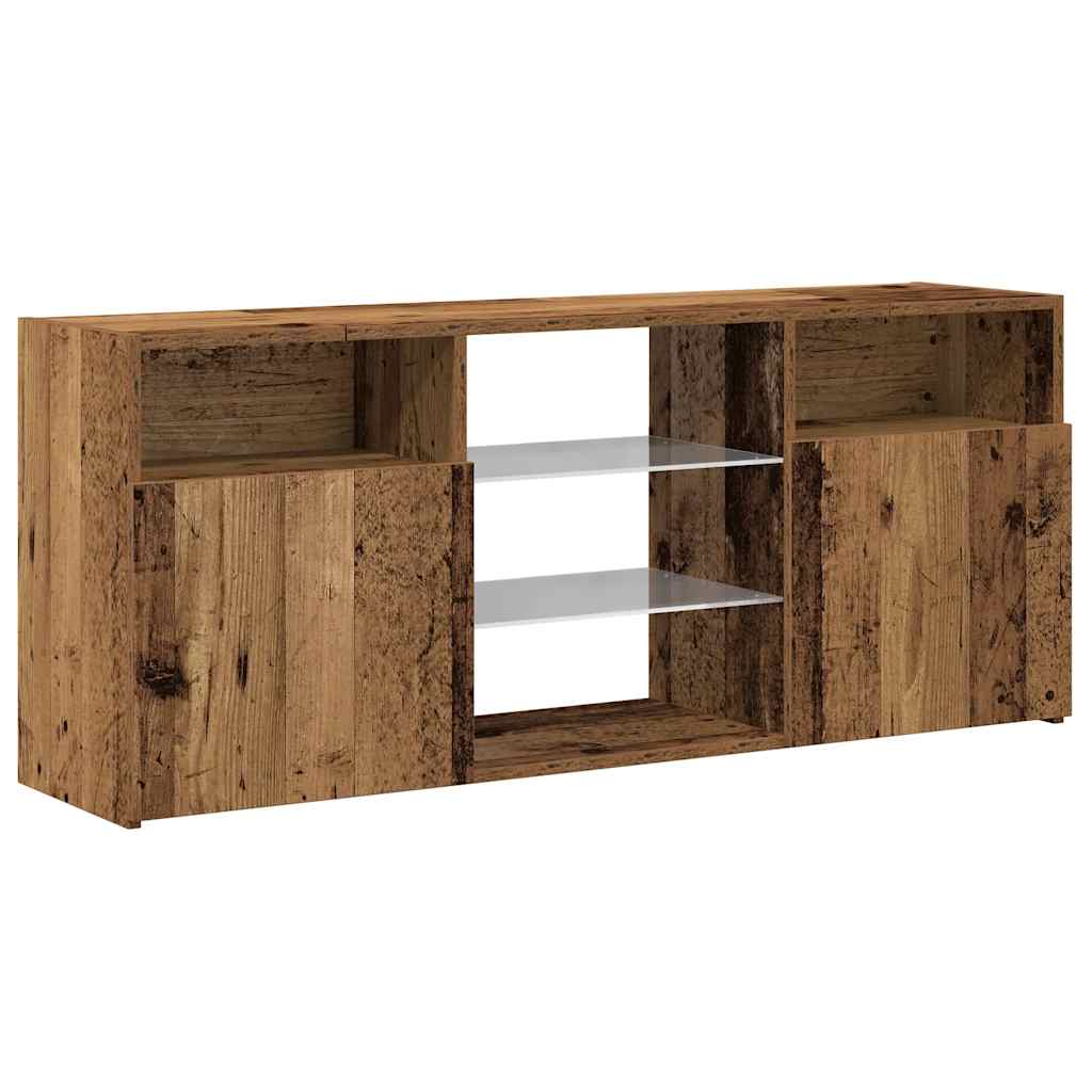 TV-Møbel Gammelt Tre TV-benk med LED-lys 120x30x50 cm