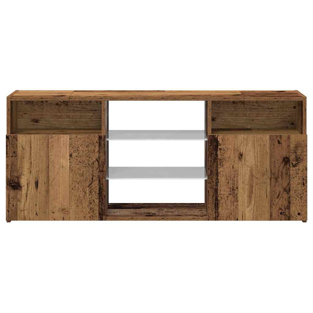 TV-Møbel Gammelt Tre TV-benk med LED-lys 120x30x50 cm