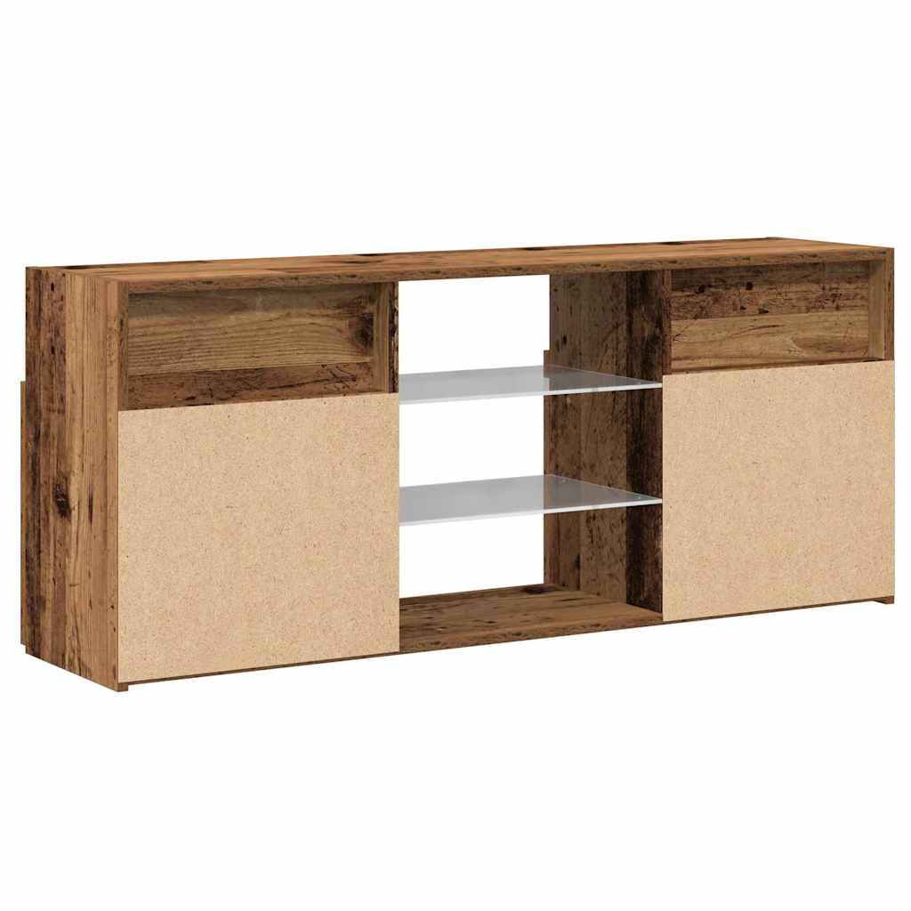 TV-Møbel Gammelt Tre TV-benk med LED-lys 120x30x50 cm