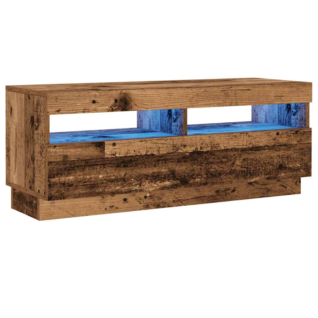 TV-Møbel Gammelt Tre Tv-benk med LED-lys 100x35x40 cm