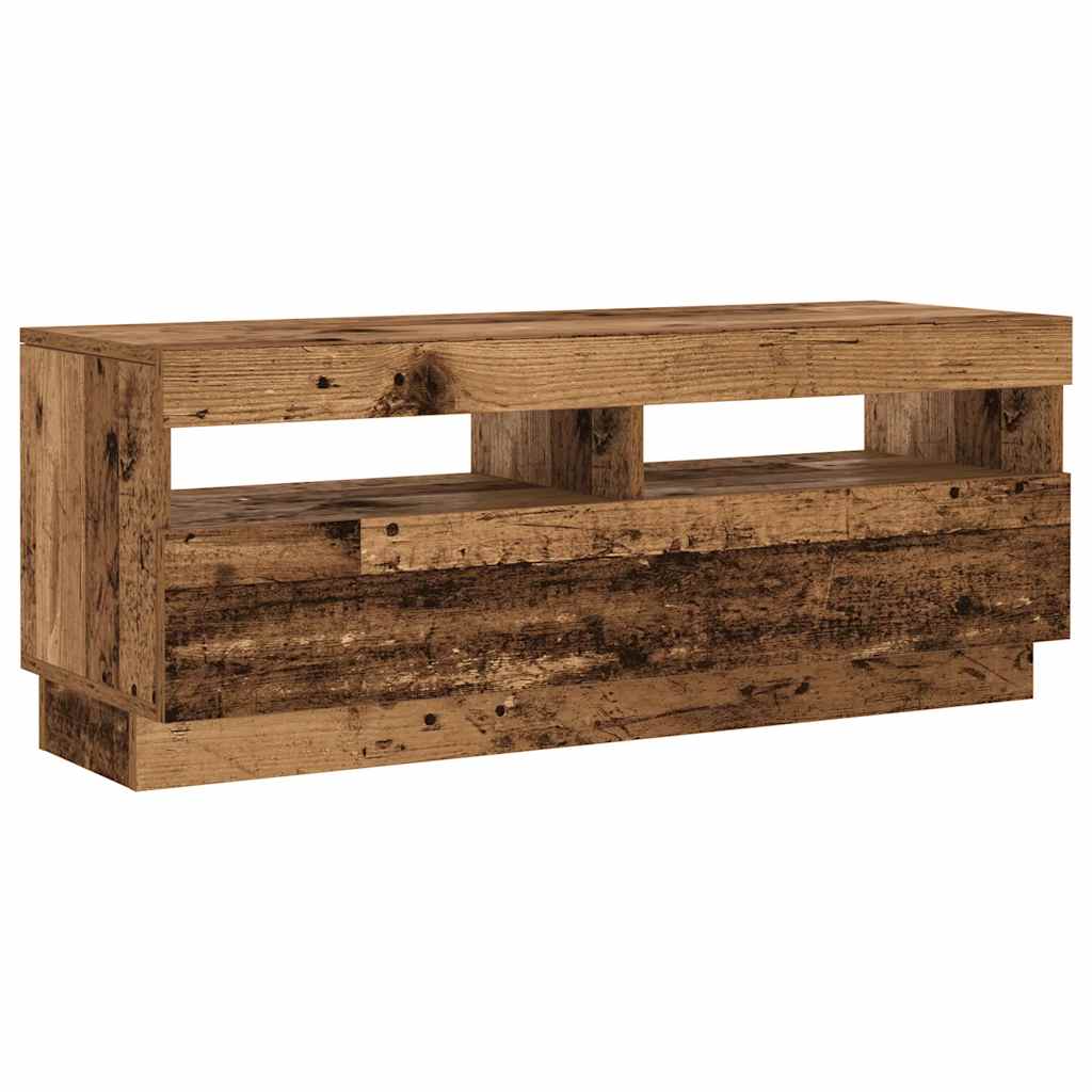 TV-Møbel Gammelt Tre Tv-benk med LED-lys 100x35x40 cm