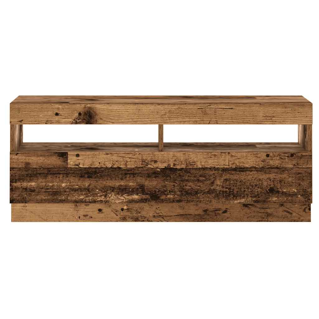 TV-Møbel Gammelt Tre Tv-benk med LED-lys 100x35x40 cm