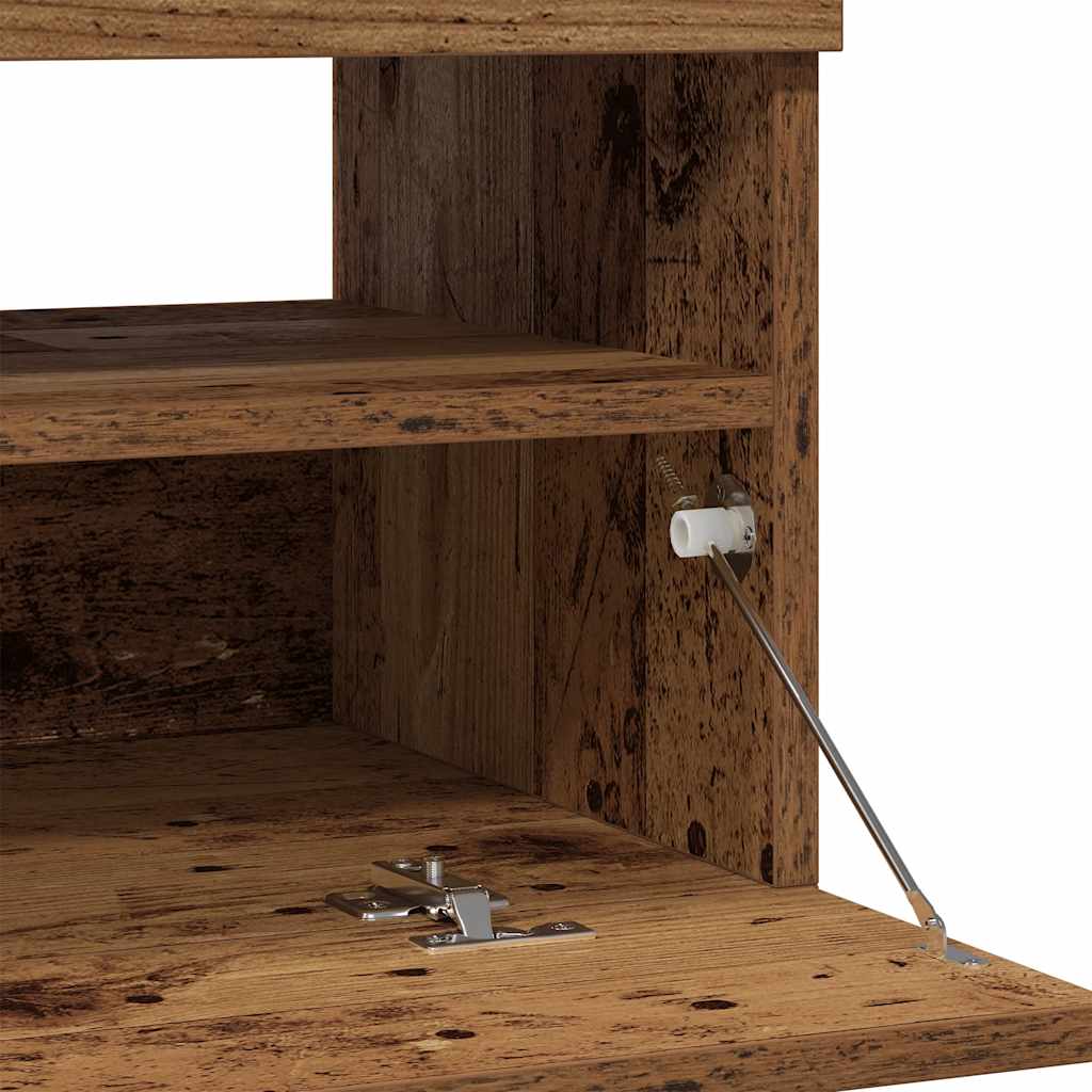 TV-benk med LED-lys gammelt tre 100x35x40 cm konstruert tre