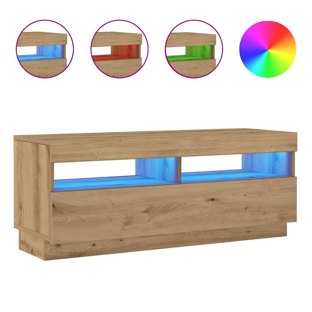 TV-Møbel Artisan Eik Tv-benk med LED-lys 100x35x40 cm