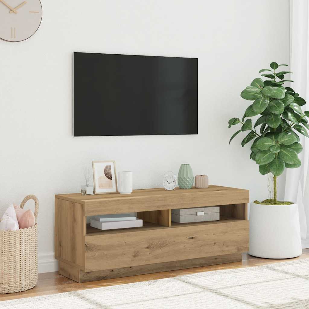 TV-Møbel Artisan Eik Tv-benk med LED-lys 100x35x40 cm