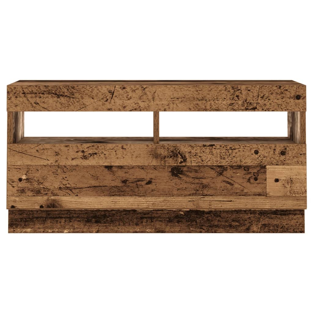 TV-Møbel Gammelt Tre Tv-benk med LED-lys 80x35x40 cm