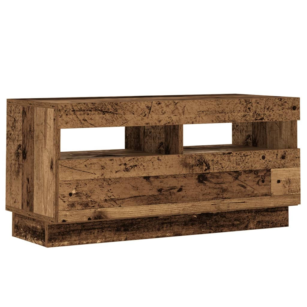 TV-Møbel Gammelt Tre Tv-benk med LED-lys 80x35x40 cm