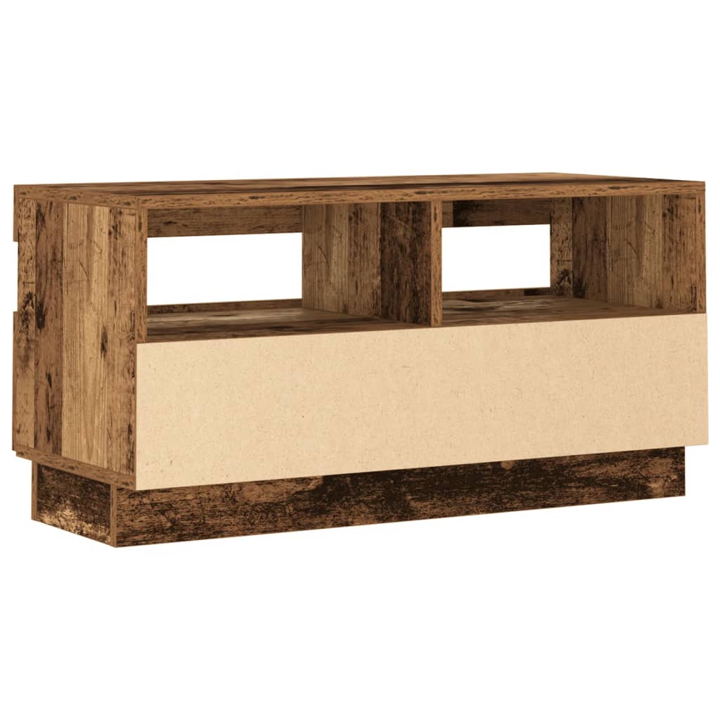 TV-Møbel Gammelt Tre Tv-benk med LED-lys 80x35x40 cm
