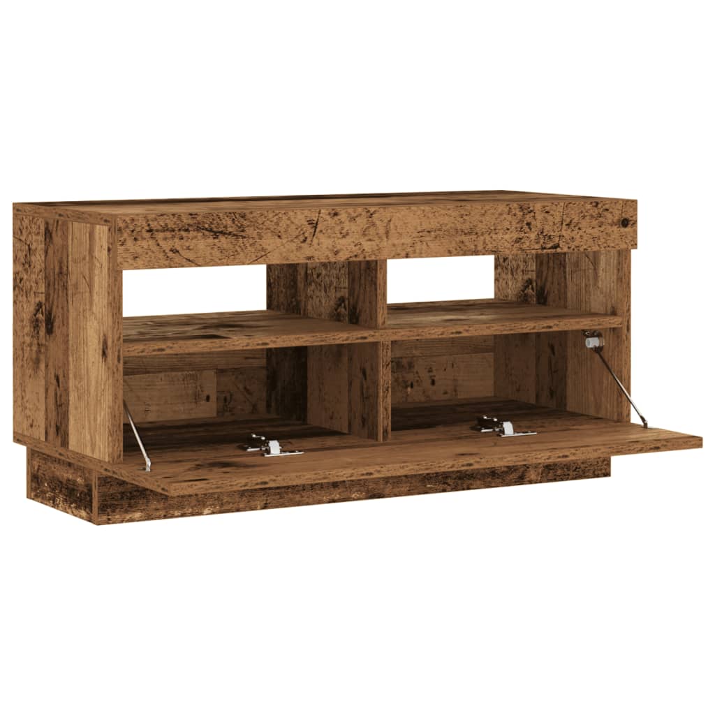 TV-Møbel Gammelt Tre Tv-benk med LED-lys 80x35x40 cm
