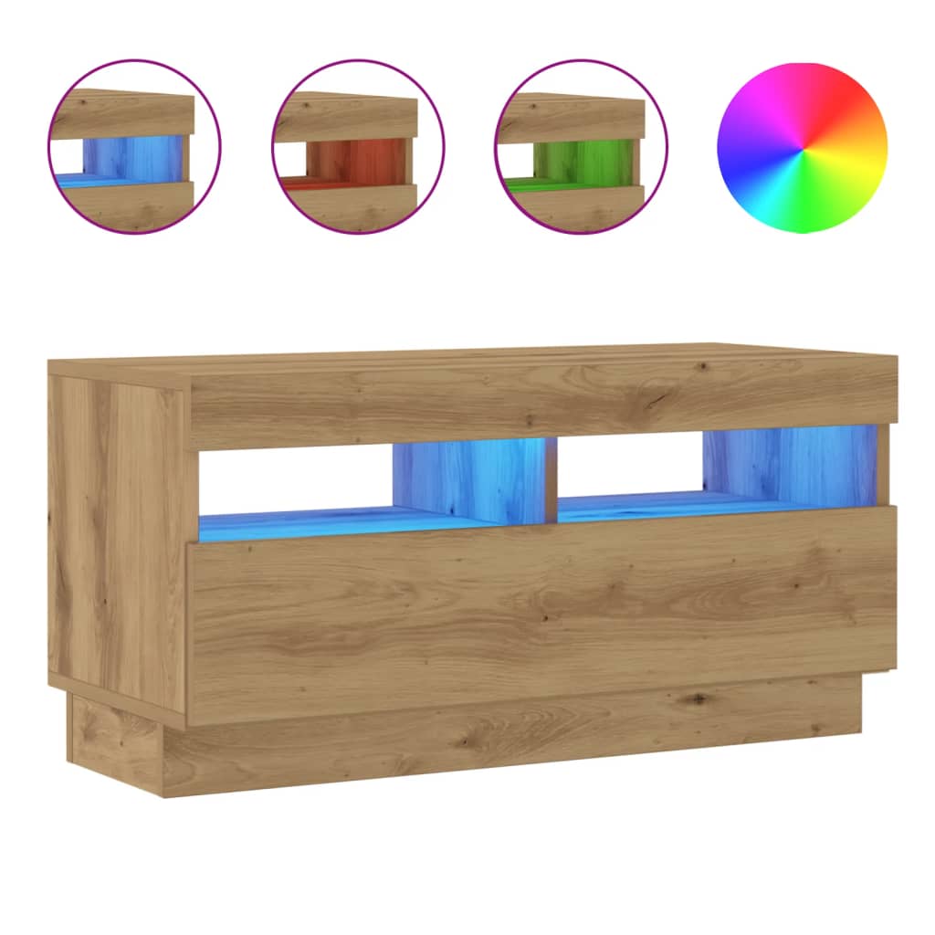 TV-Møbel Artisan Eik Tv-benk med LED-lys 80x35x40 cm