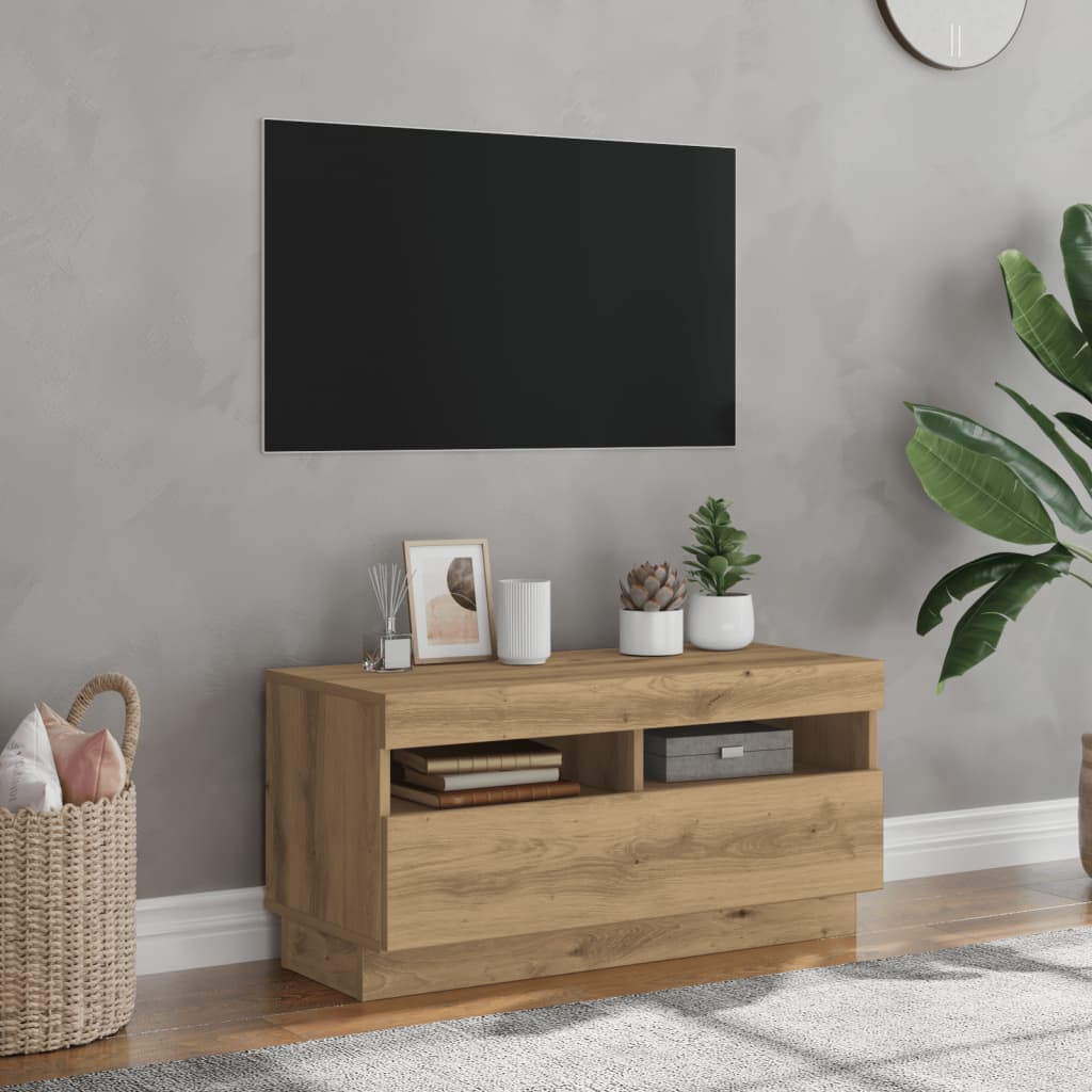 TV-Møbel Artisan Eik Tv-benk med LED-lys 80x35x40 cm