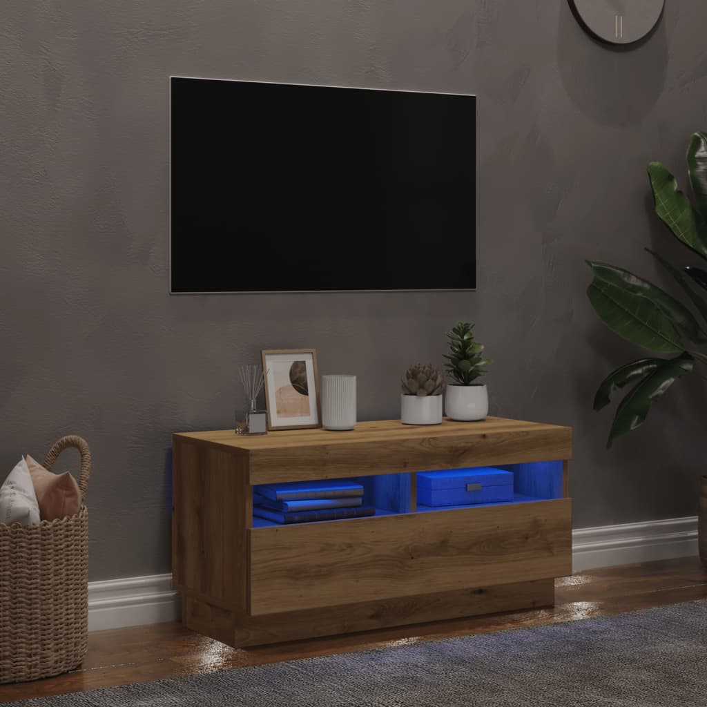 TV-Møbel Artisan Eik Tv-benk med LED-lys 80x35x40 cm
