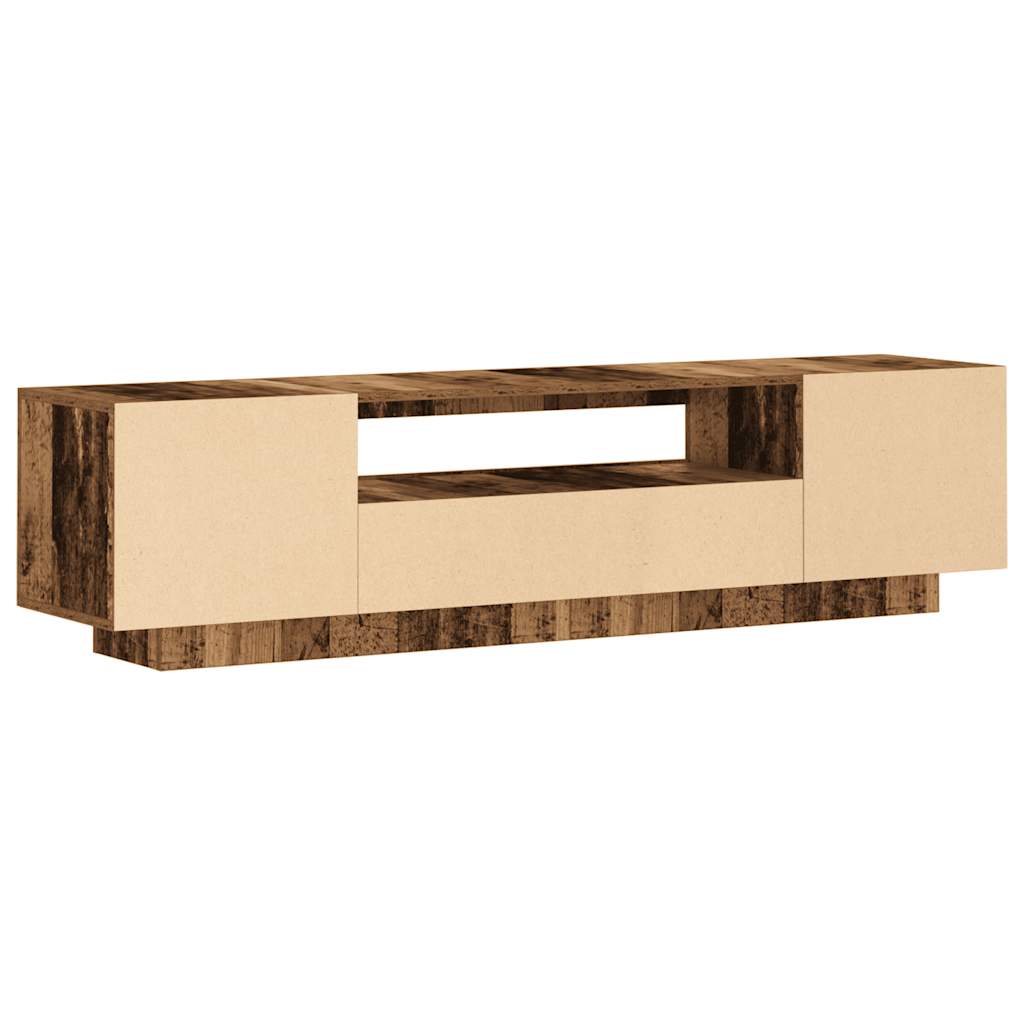 TV-Møbel Gammelt Tre TV-benk med LED-lys 160x35x40 cm