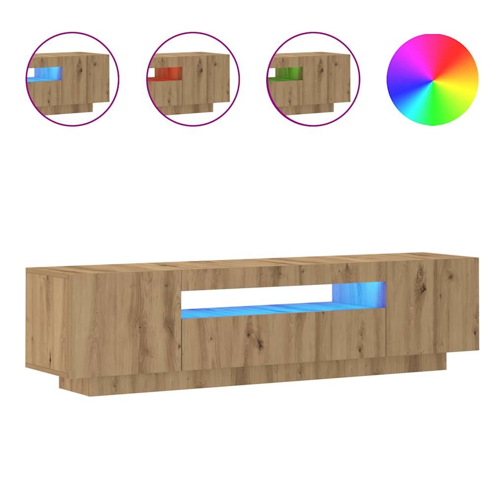 TV-Møbel Artisan Eik Tv-benk med LED-lys 160x35x40 cm