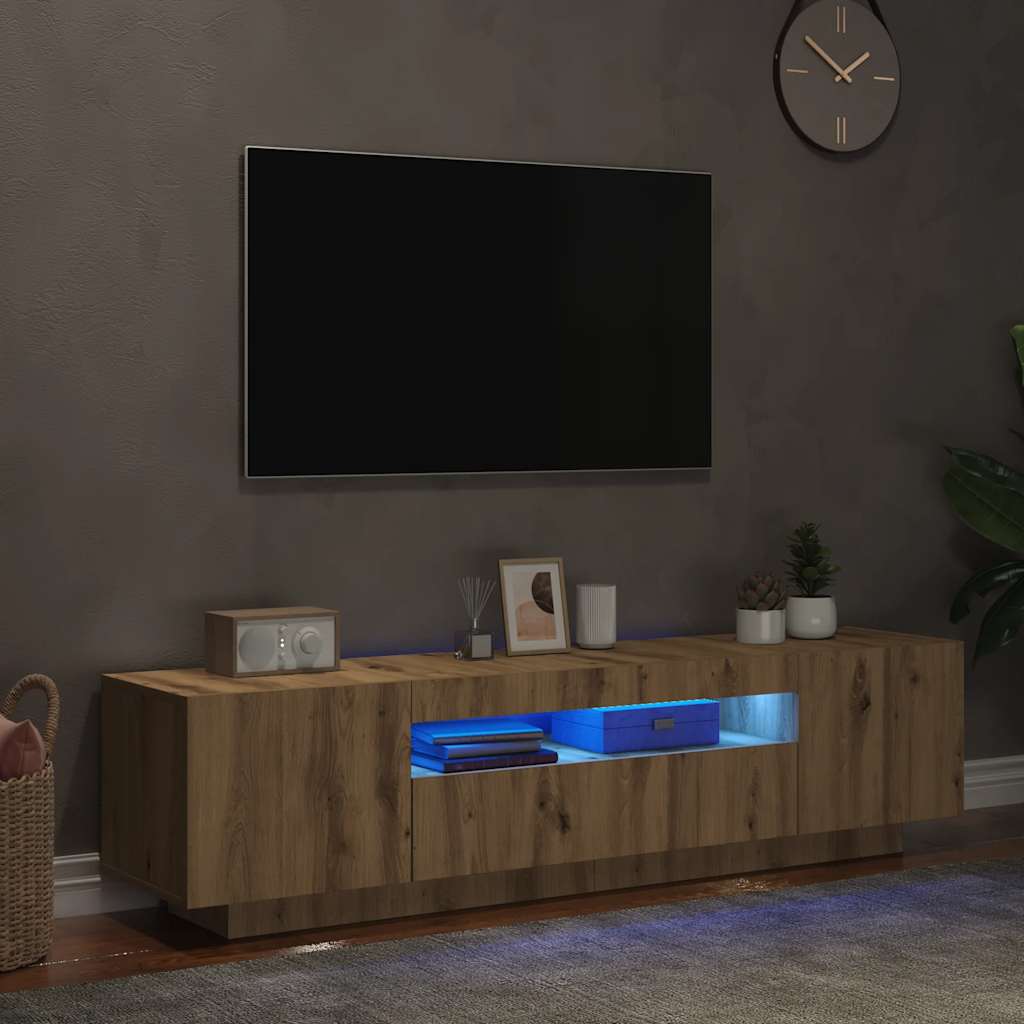 TV-Møbel Artisan Eik Tv-benk med LED-lys 160x35x40 cm