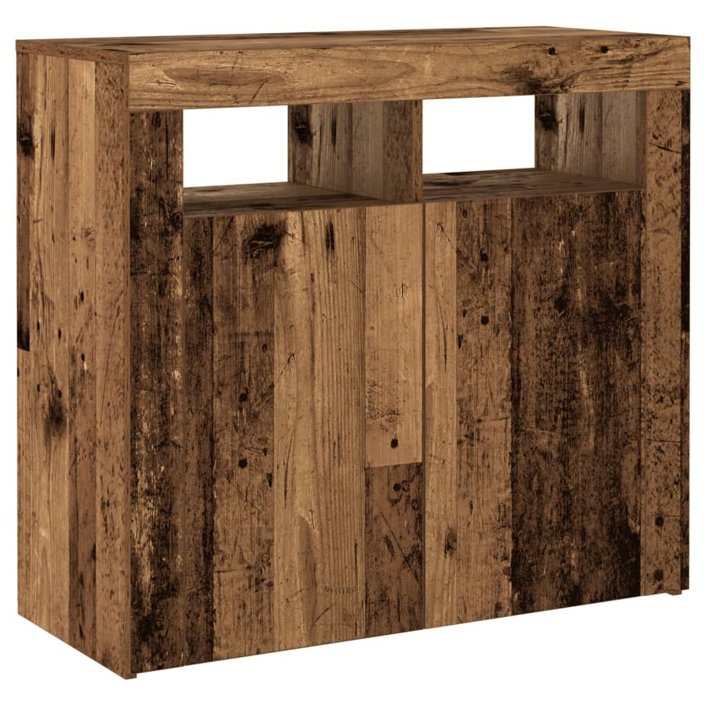 Skjenk Gammelt Tre med LED-lys 80x35x75 cm