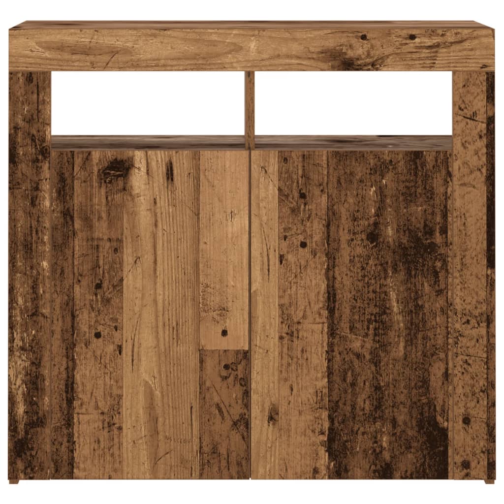 Skjenk Gammelt Tre med LED-lys 80x35x75 cm