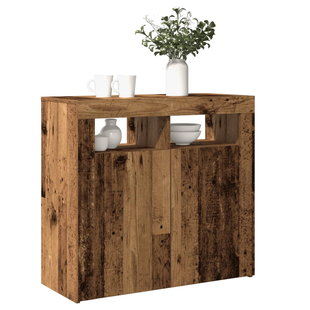 Skjenk Gammelt Tre med LED-lys 80x35x75 cm