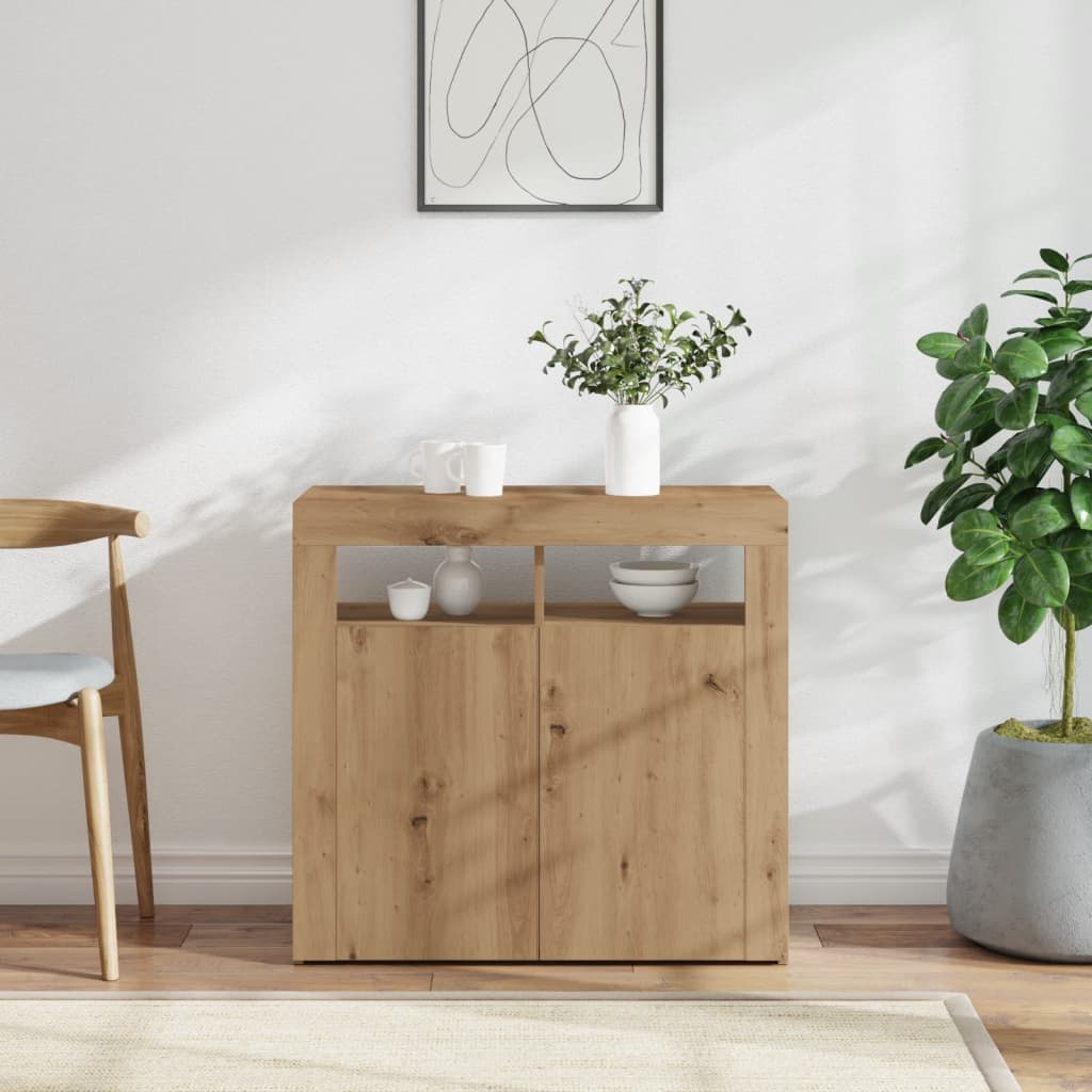 Skjenk Artisan Eik med LED-lys 80x35x75 cm