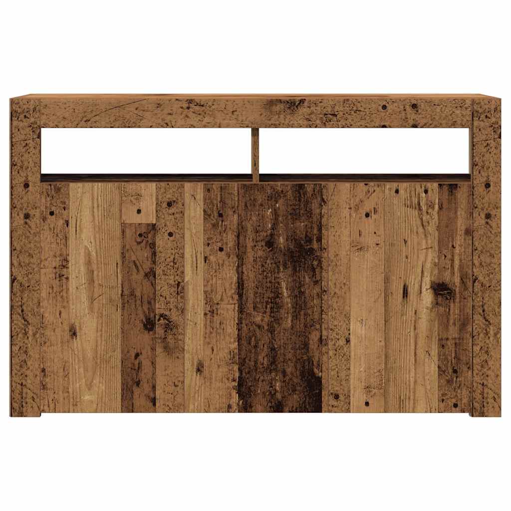 Skjenk Gammelt Tre med LED-lys 115,5x30x75 cm