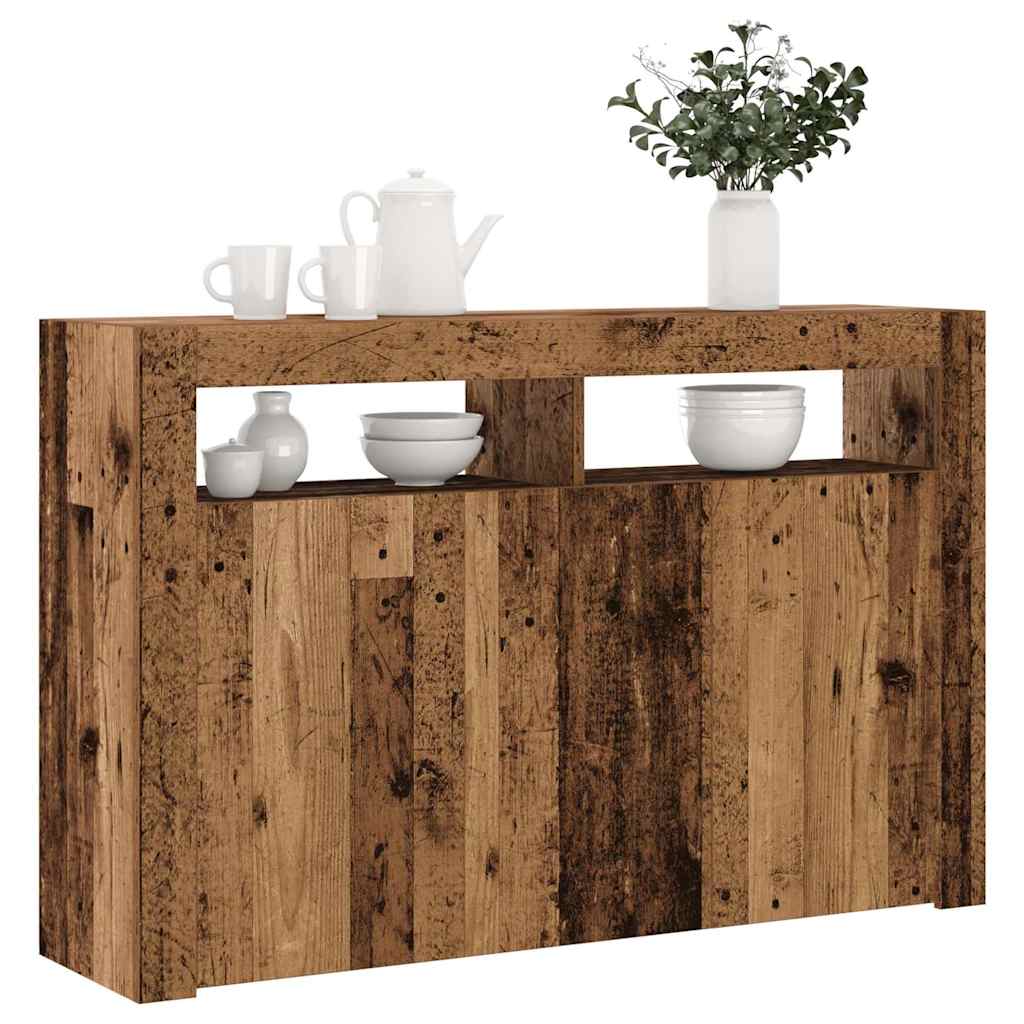 Skjenk Gammelt Tre med LED-lys 115,5x30x75 cm