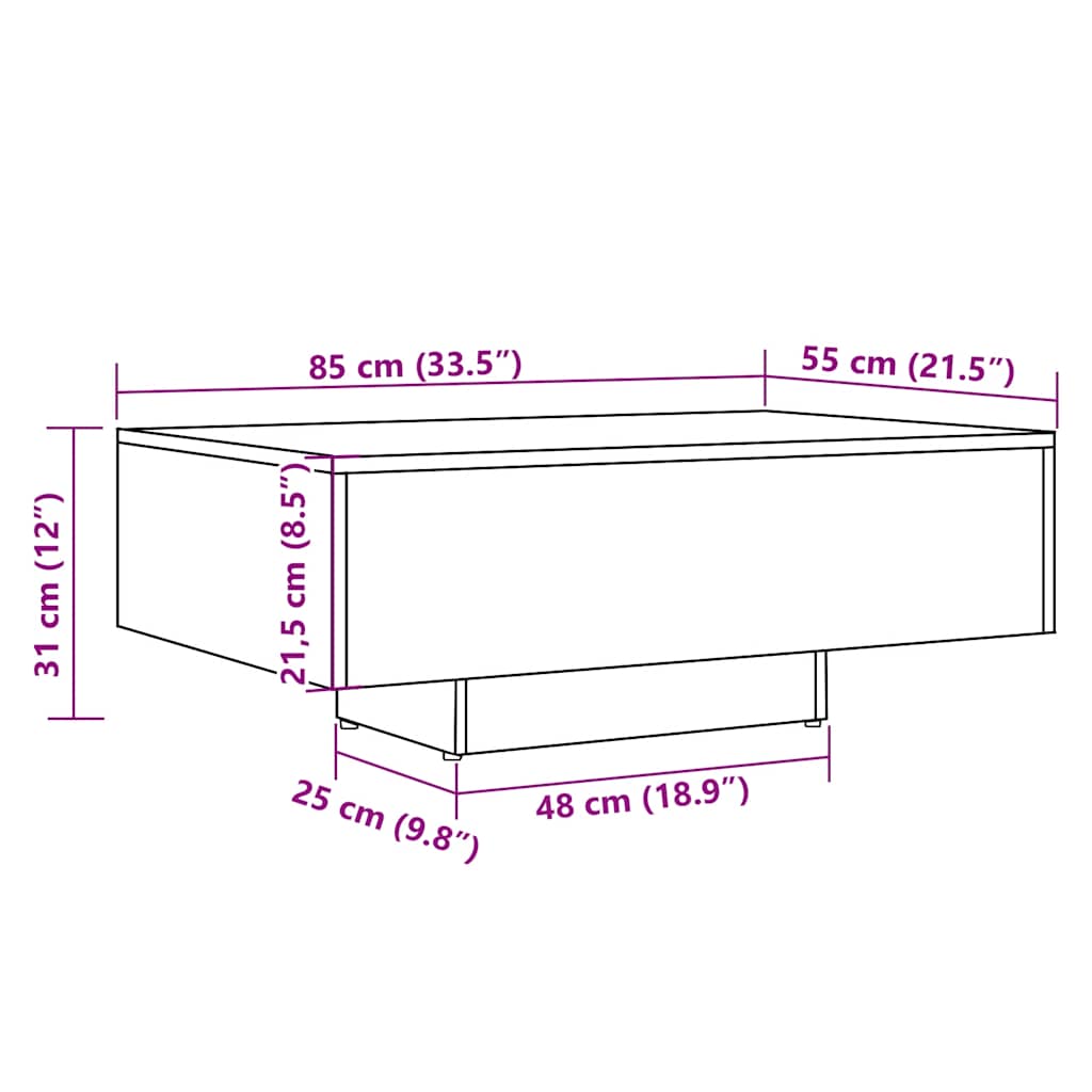 Salongbord Sofabord Artisan Eik 85x55x31 cm