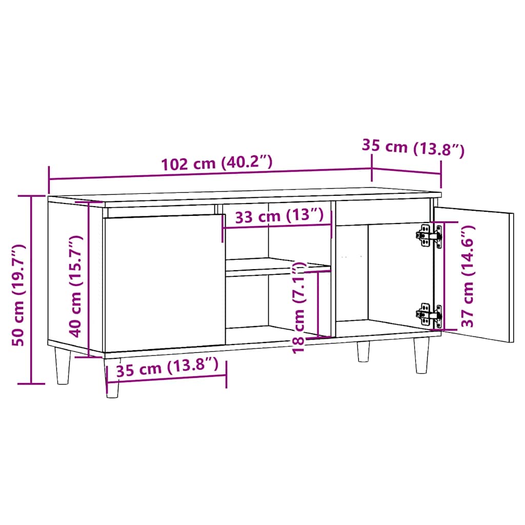 TV-Møbel Gammelt Tre Tv-benk 102x35x50 cm
