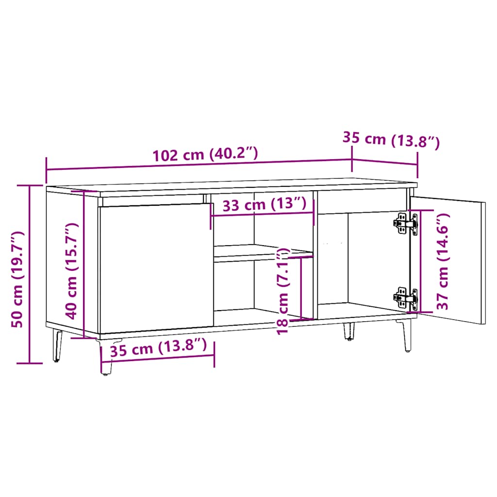 TV-Møbel Gammelt Tre Tv-benk 102x35x50 cm