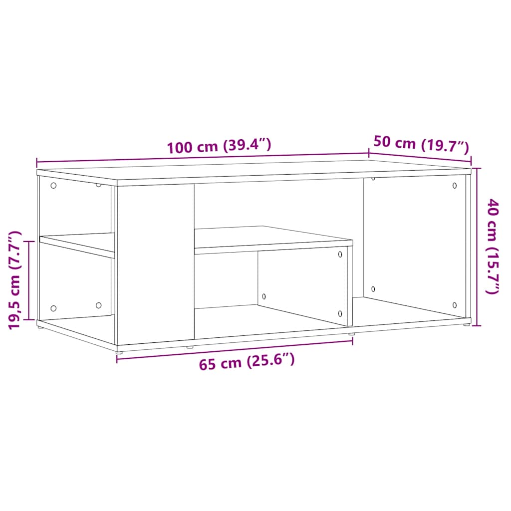 Salongbord Sofabord Artisan Eik 100x50x40 cm