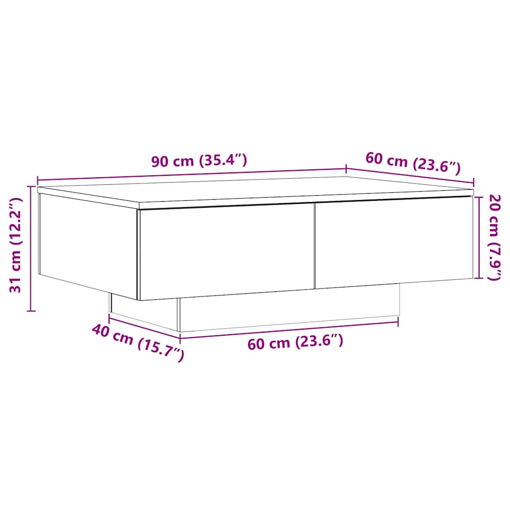 Salongbord Sofabord Gammelt Tre 90x60x31 cm
