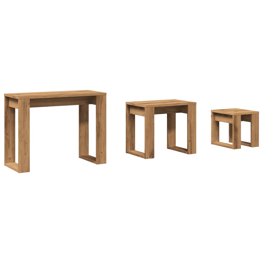 Stablebord 3 stk artisan eik konstruert tre