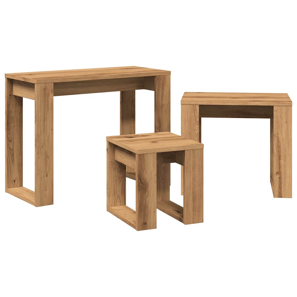 Stablebord 3 stk artisan eik konstruert tre