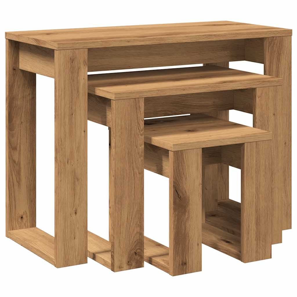 Stablebord 3 stk artisan eik konstruert tre