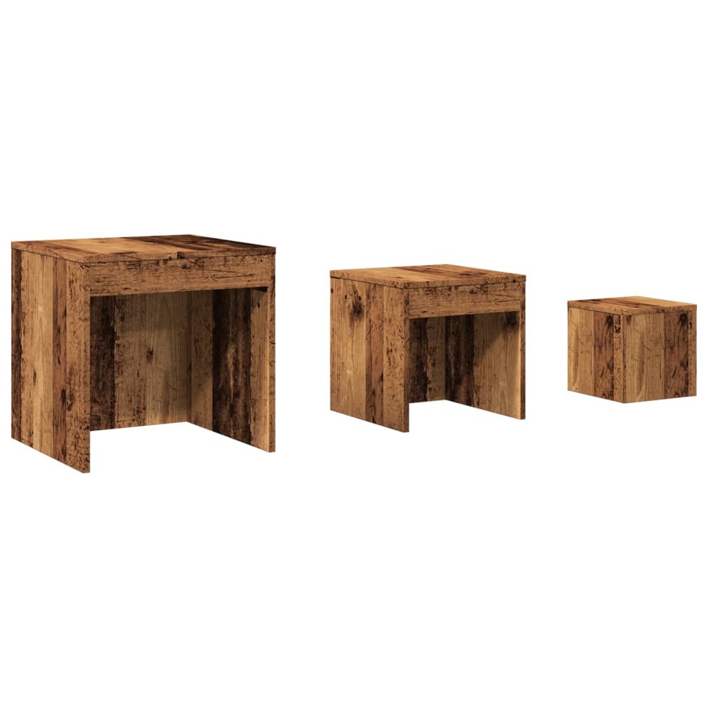 Stablebord 3 stk gammelt tre konstruert tre