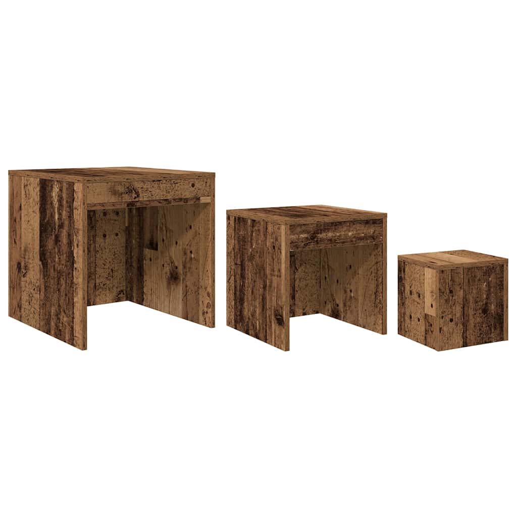 Stablebord 3 stk gammelt tre konstruert tre