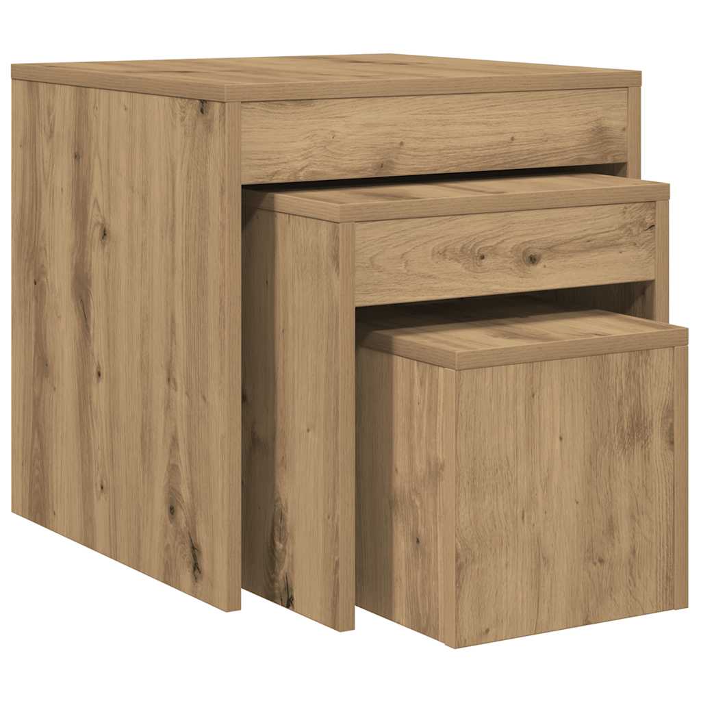 Stablebord 3 stk artisan eik konstruert tre