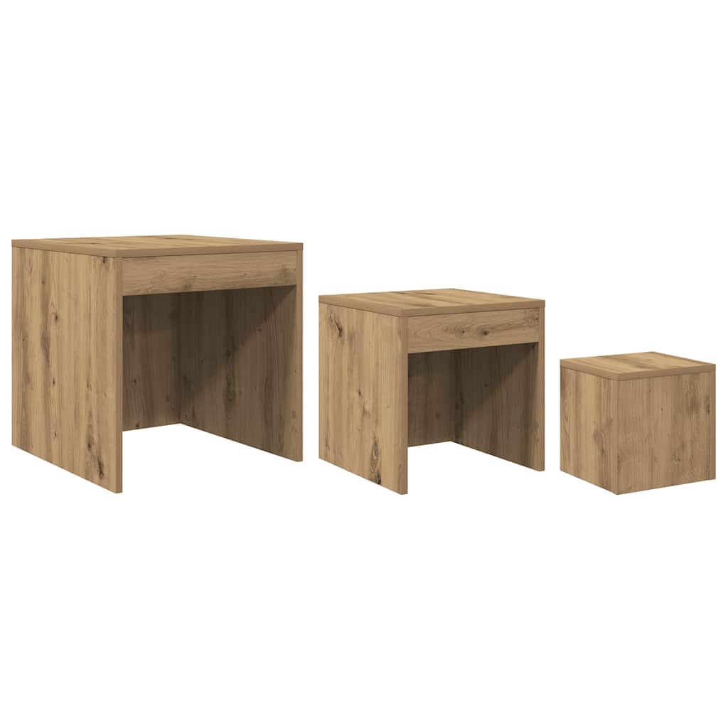 Stablebord 3 stk artisan eik konstruert tre