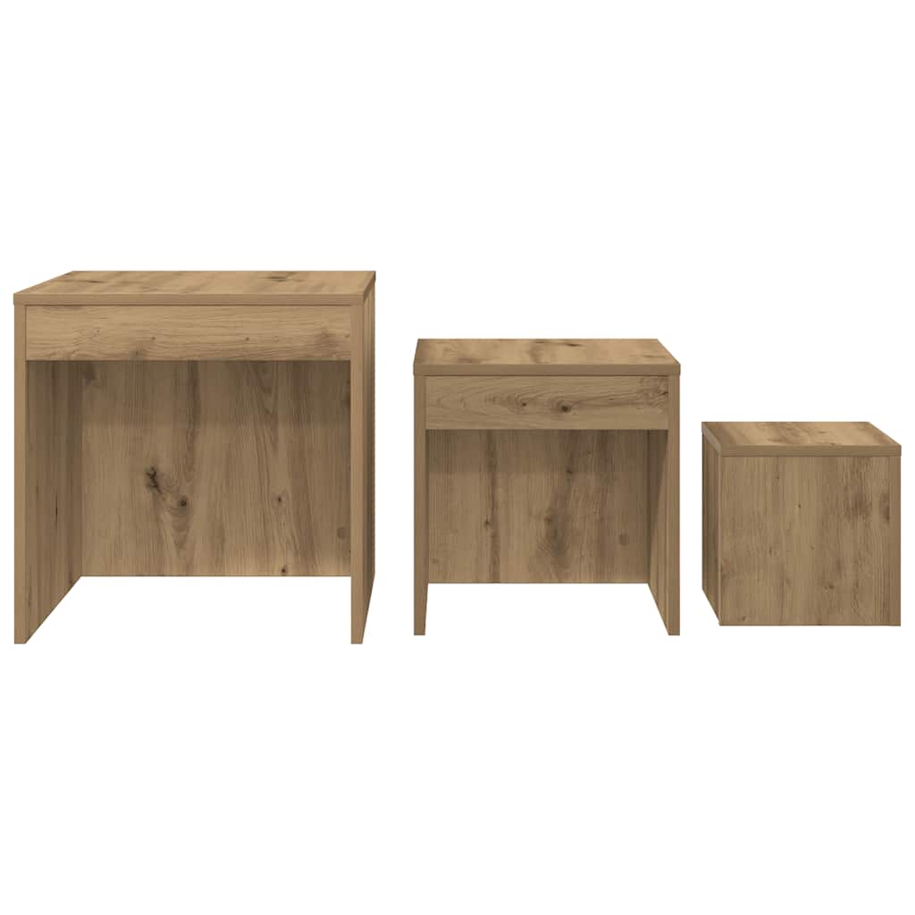 Stablebord 3 stk artisan eik konstruert tre
