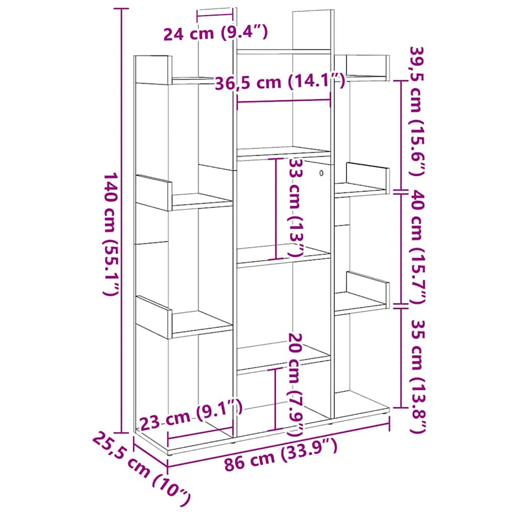 Bokhylle Gammelt Tre 86x25,5x140 cm