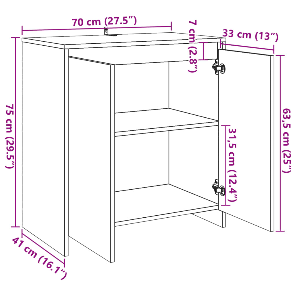 Skjenk Gammelt Tre 70x41x75 cm