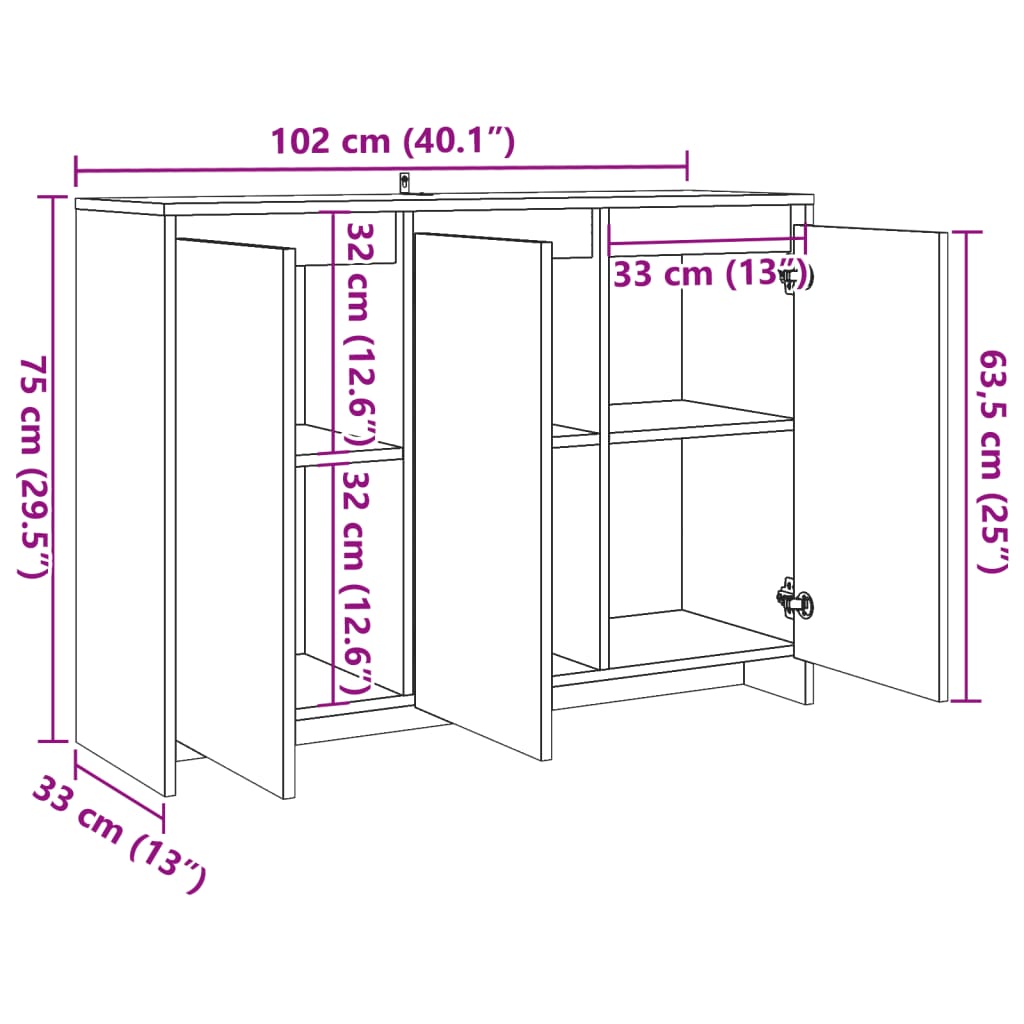 Skjenk Gammelt Tre 102x33x75 cm