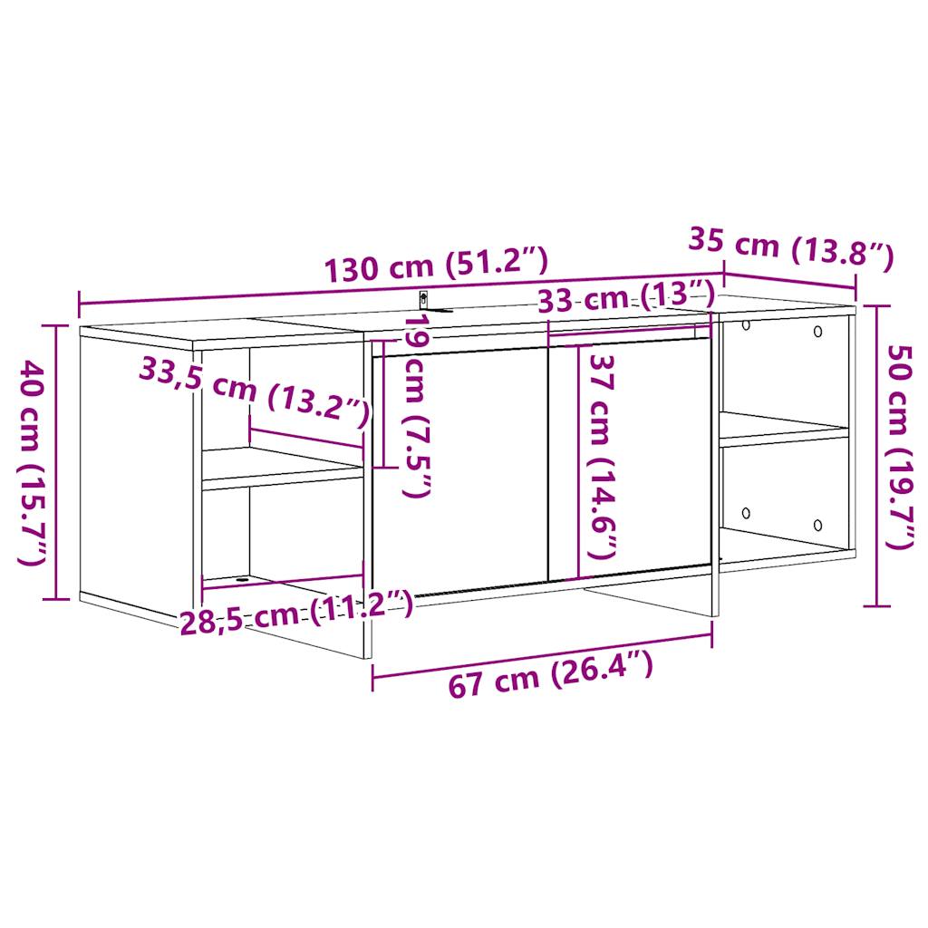 TV-Møbel Gammelt Tre Tv-benk 130x35x50 cm