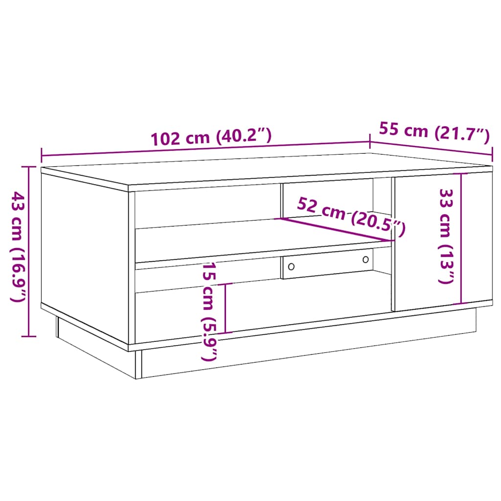 Salongbord Sofabord Gammelt Tre 102x55x43 cm