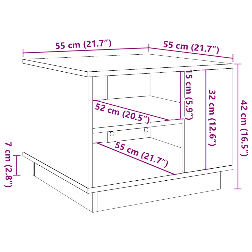 Salongbord Sofabord Gammelt Tre 55x55x42 cm