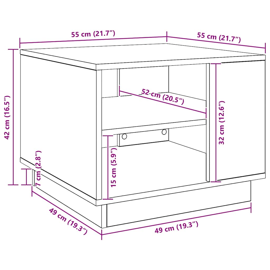 Salongbord Sofabord Artisan Eik 55x55x42 cm