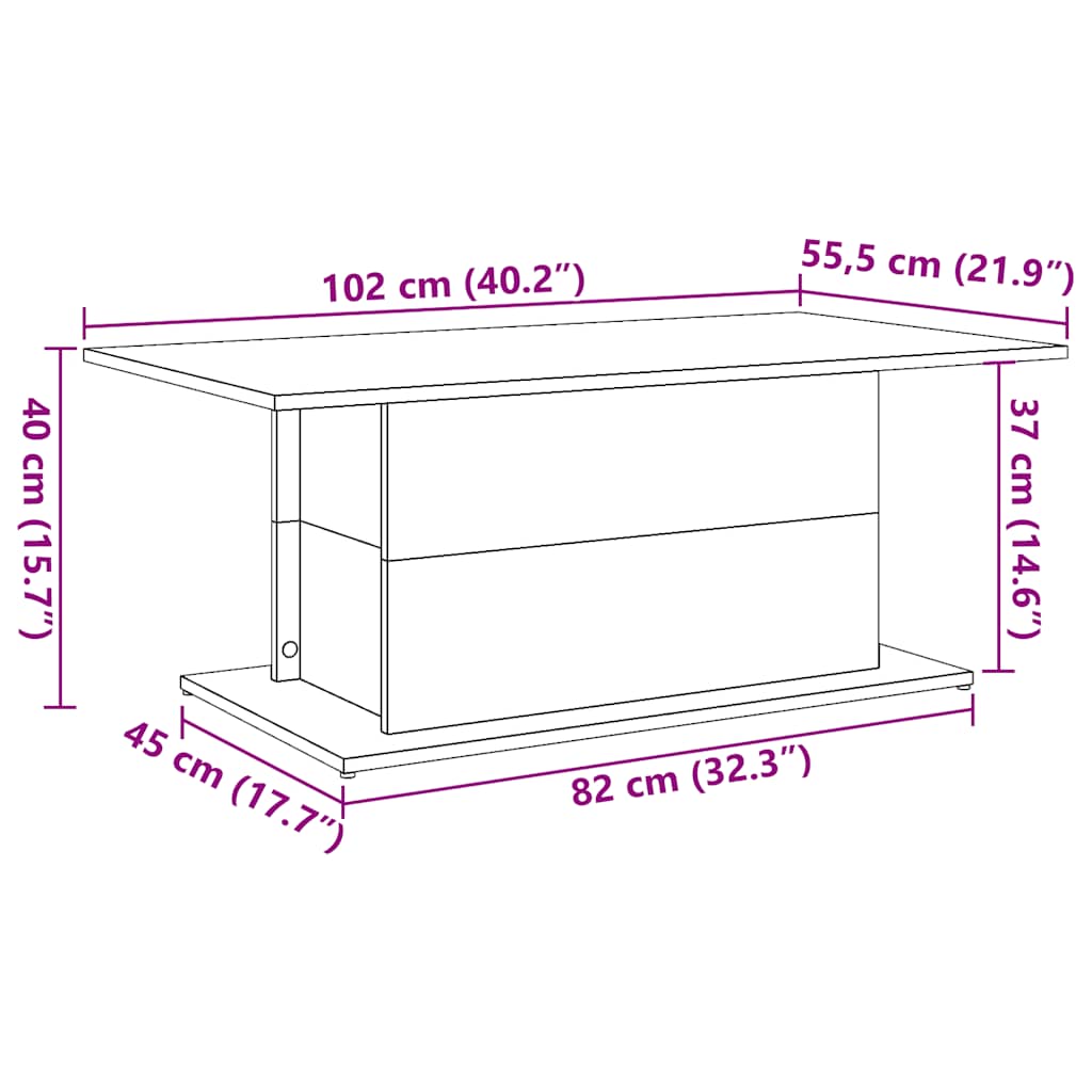 Salongbord Sofabord Gammelt Tre 102x55,5x40 cm