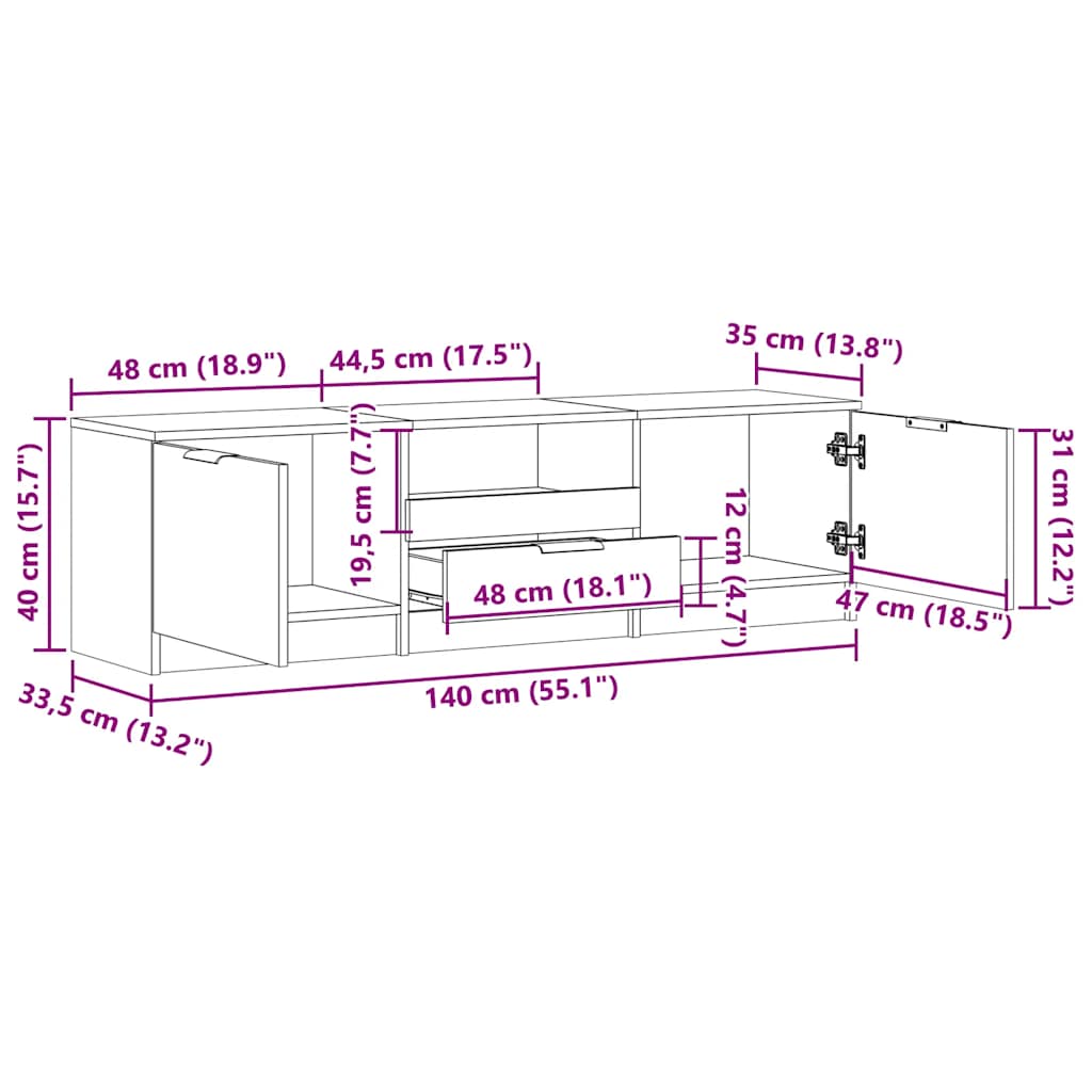 TV-Møbel Gammelt Tre TV-benk 140x35x40 cm