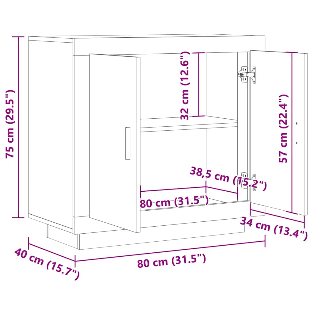 Skjenk Gammelt Tre 80x40x75 cm